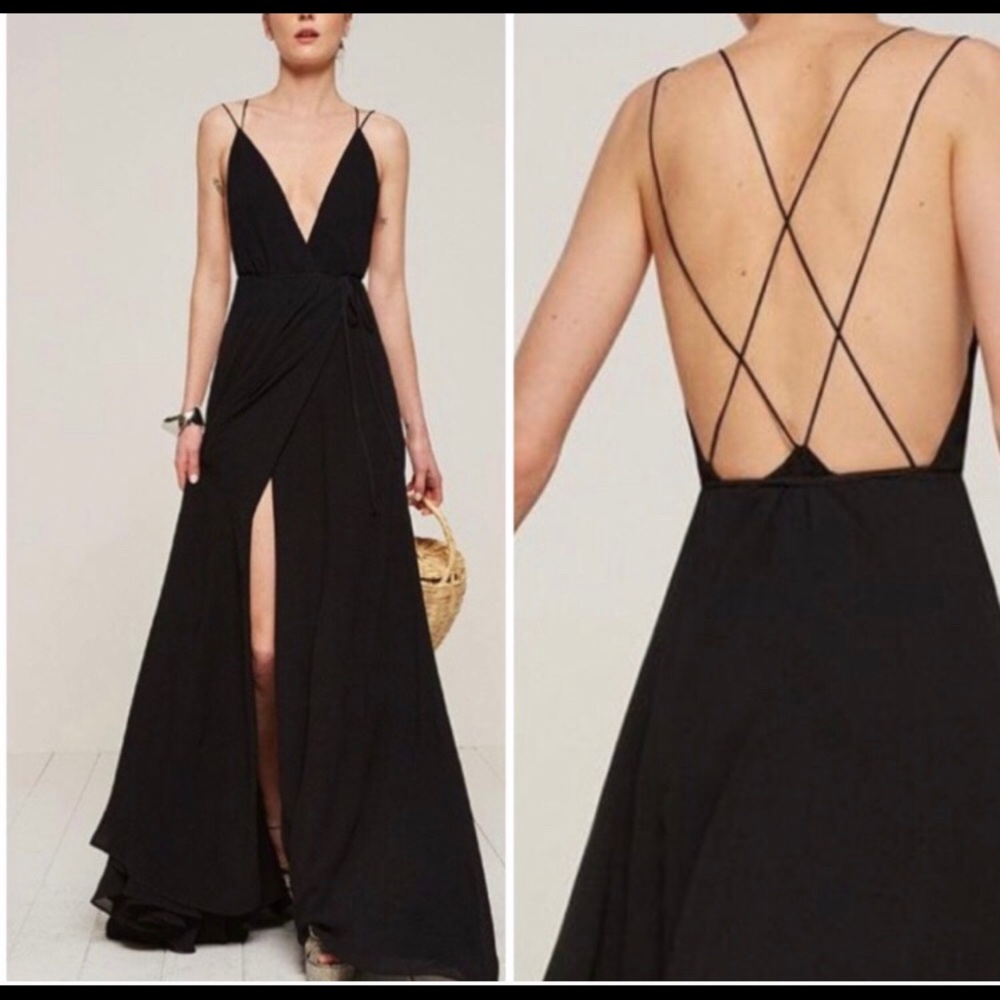 Reformation Tallulah Wrap Dress - Black / Sz12 NWT